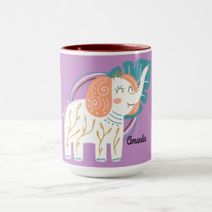 Mug Little Elephant Boho Nom personnalisé