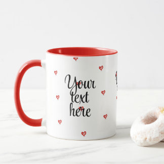 Mug Little Hearts Design, I Love You, Customizable