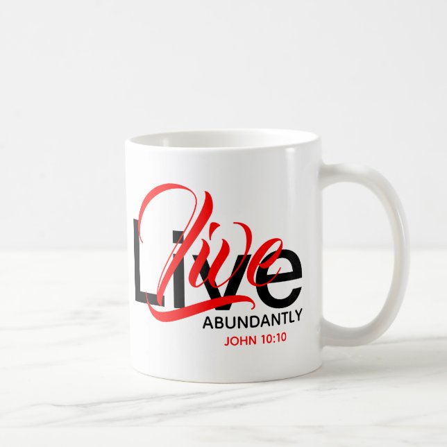 Mug Live Abondamment John 10:10 Vie Monogramme Écritur (Droite)