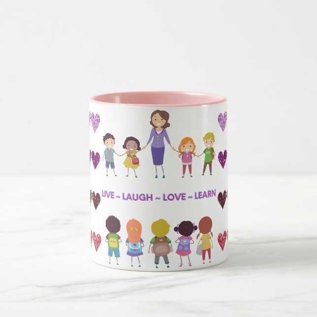 Mug Live ~ Laugh ~ Amour ~ Apprendre Enseignant de l'é (Centre)