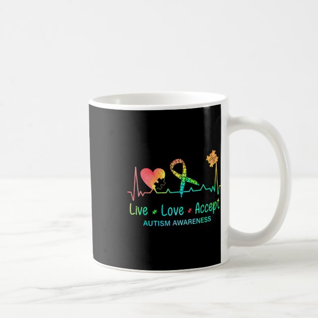 Mug Live Love Accepter l'autisme Mois Tie Dye Hommes F (Droite)