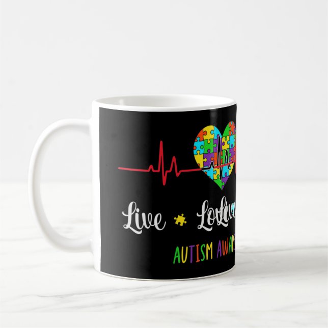 Mug Live Love Accepter Sensibilisation sur l'autisme M (Gauche)
