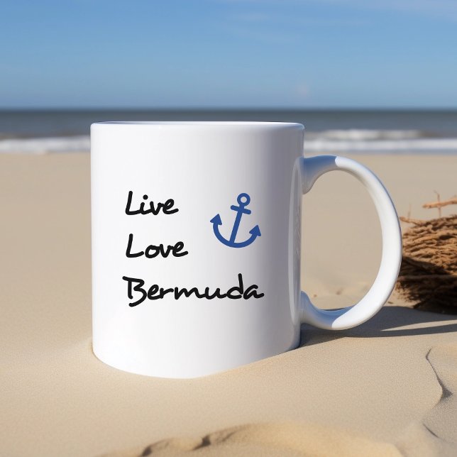 Mug Live Love Bermuda Script Texte avec Ancre (Créateur téléchargé)