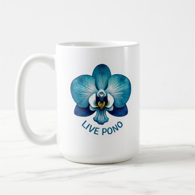 Mug Live Pono Équilibre Harmonieux Juste Bleu Orchidée (Gauche)