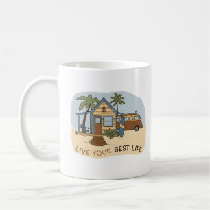 Mug Live Your Best Life Beach cabine Surfer