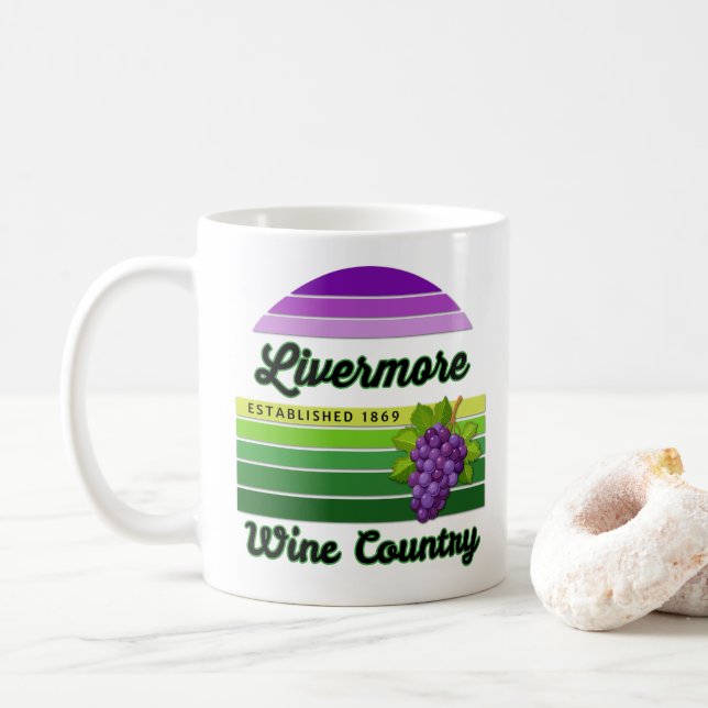 Mug Livermore Wine Country Purple Green Stripes Grapes (Avec donut)