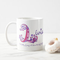 Lívia nom signifiant fleur cardiaque L monogramme 