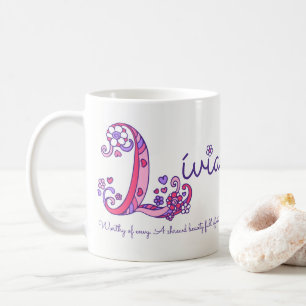 Mug Lívia nom signifiant fleur cardiaque L monogramme 