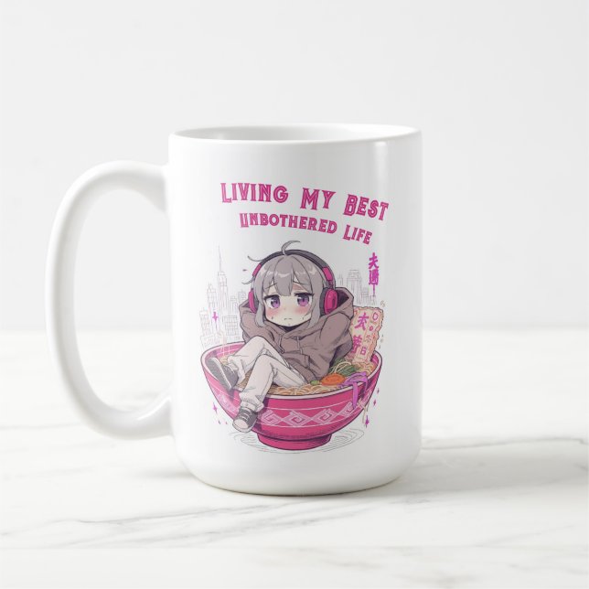 Mug Living My Best Unbothered Life_ Anime Sketch (Gauche)