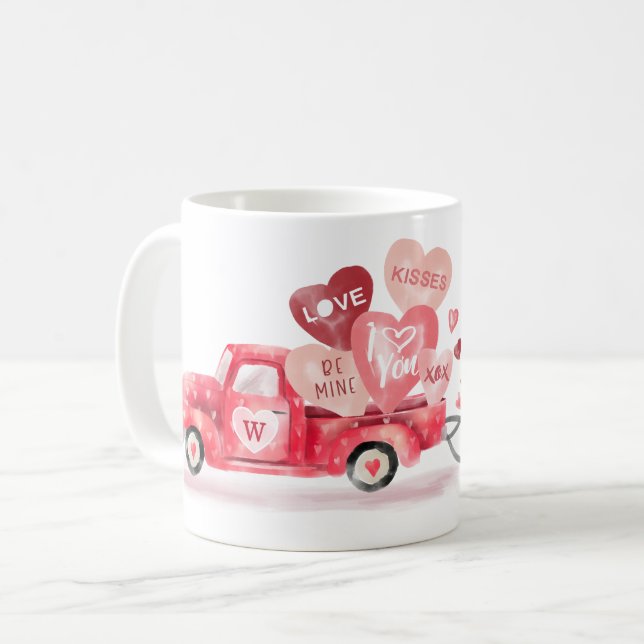 Mug Livraison spéciale Valentine Hearts Watercolor Cam (Devant gauche)
