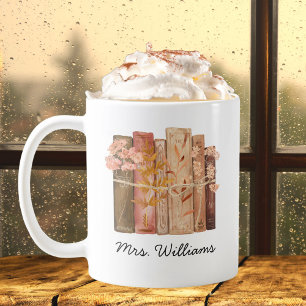 Mug Livre d'aquarelle Fleur Brun Rose Jour de la ensei