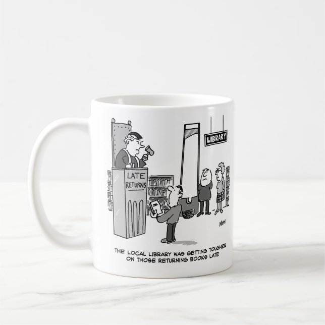 Mug Livre de bibliothèque en retard. Pénalité sévère p (Gauche)