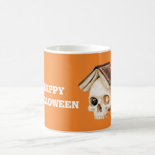 Mug Livre de crâne d'Halloween orange