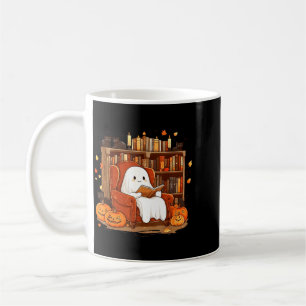 Mug Livre de lecture fantôme avec chat noir Halloween 