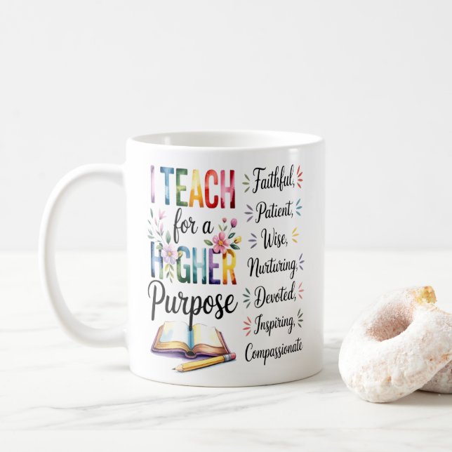 Mug Livre de plus haut dessein Fleurs Illustration au  (Avec donut)