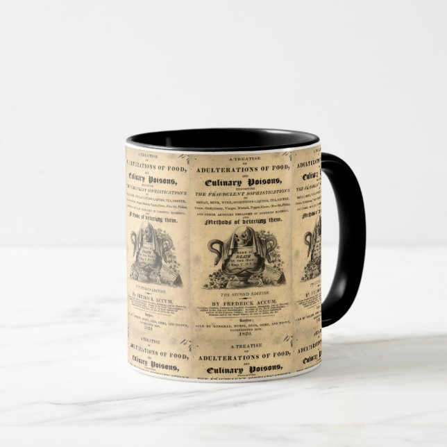 Mug Livre de poisons culinaires de 1820 crâne antique (Devant droit)
