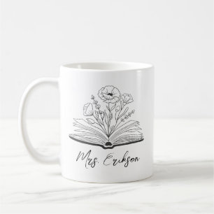 Mug Livre floral sur mesure appréciation de l'enseigna