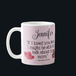 Mug Livre littéraire Don d'amour Jane Austen Citation<br><div class="desc">Aquarelle design avec la citation de Jane Austen sur l'amour de son livre Emma "Si je t'aimais moins,  je pourrais peut-être en parler plus." Un cadeau personnalisé pour femme amoureuse du livre,  petite amie ou fiance pour la Saint-Valentin ou l'anniversaire.</div>