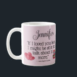 Mug Livre littéraire Don d'amour Jane Austen Citation<br><div class="desc">Aquarelle design avec la citation de Jane Austen sur l'amour de son livre Emma "Si je t'aimais moins,  je pourrais peut-être en parler plus." Un cadeau personnalisé pour femme amoureuse du livre,  petite amie ou fiance pour la Saint-Valentin ou l'anniversaire.</div>