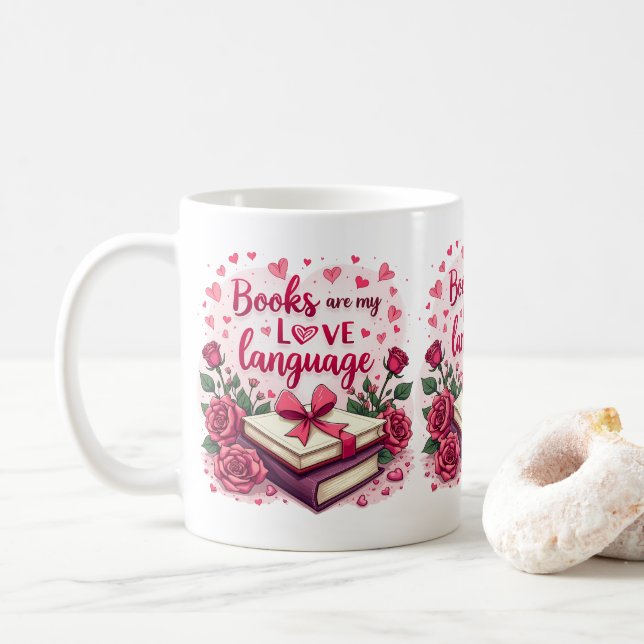 Mug Livre Lover Valentine Romantique Lecture esthétiqu (Avec donut)