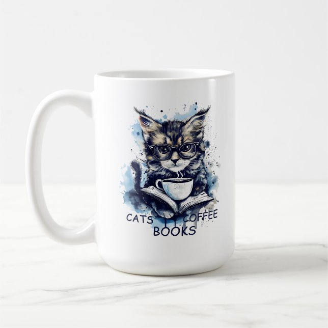 Mug Livres Abstraits Watercolor Cats Coffee (Gauche)