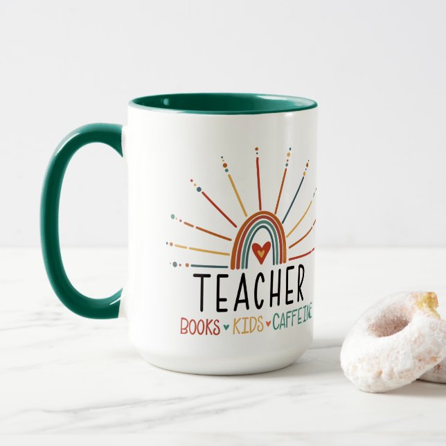 Mug Livres amusants Enfants Enseignant à la caféine (Avec donut)
