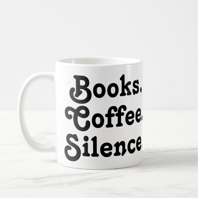 Mug « Livres. Café. Silence. » | Minimaliste  (Gauche)
