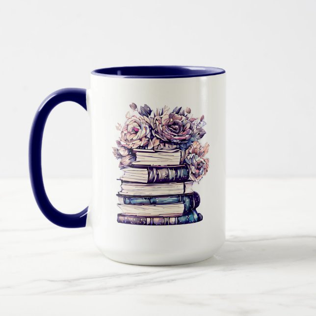 Mug Livres d'antiquités personnalisés et Roses (Gauche)