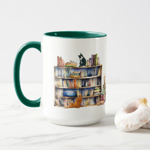 Mug Livres et chats, Cadeaux pour la bibliothèque Bibl