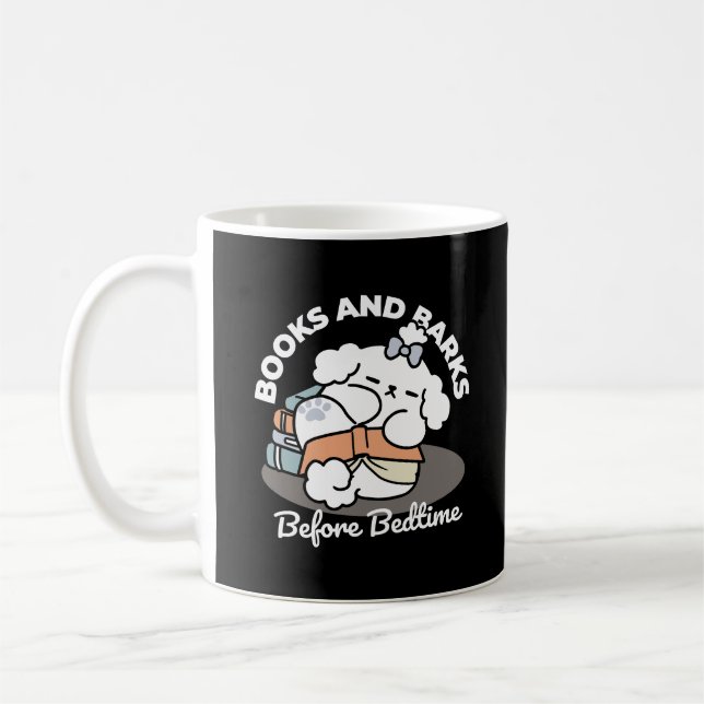 Mug Livres et écorces - Conception de lecture de chien (Gauche)