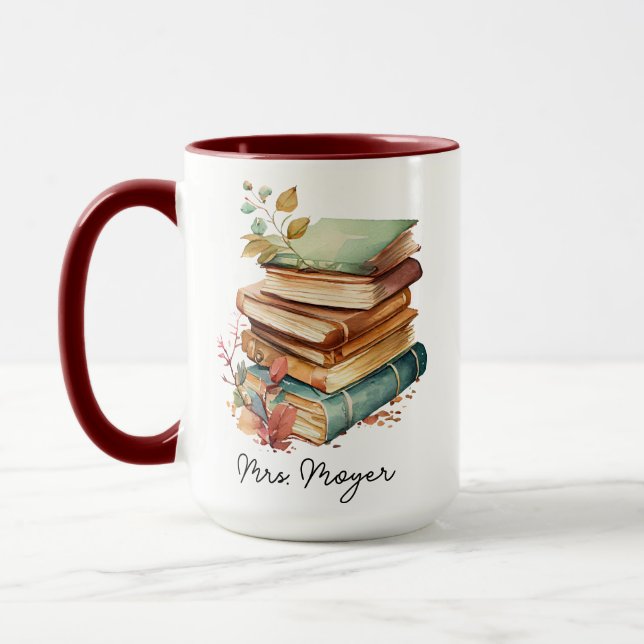 Mug Livres floraux personnalisés Les amoureux Cadeau p (Gauche)