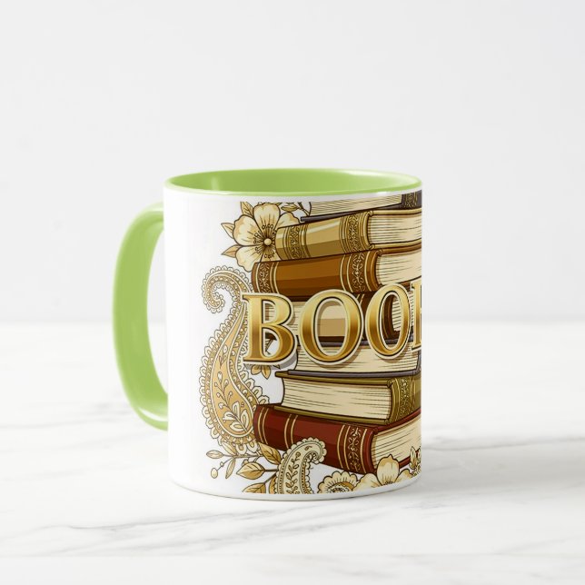 Mug Livres Lecteurs Écrivains Bibliophiles Ton Doré Ar (Devant gauche)