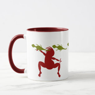 Mug Lizards verts et danse rouge Kokopelli