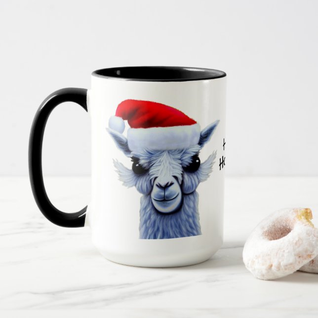 Mug Llama Avec Chapeau Du Père Noël (Avec donut)
