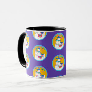Mug Llama bleu violet jaune coloré fête d'anniversaire