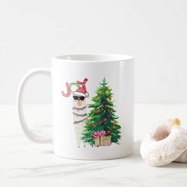 Mug Llama de Noël cool avec lunettes de soleil et chap (Avec donut)