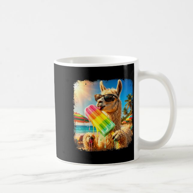 Mug Llama drôle mangeant une sucette d'été plage anima (Droite)