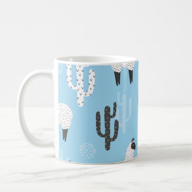 Mug Llama et cactus, motif mignon. (Gauche)