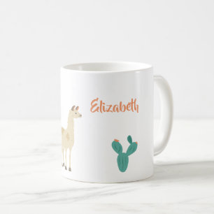 Mug Llama et cactus sur blanc ajouter un nom