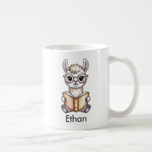 Mug Llama Mignon Lisant un Livre Personnalisé