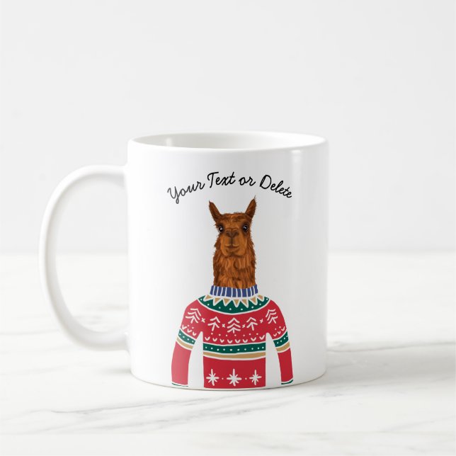 Mug Llama mignonne portant drôle laide de Noël moche (Gauche)