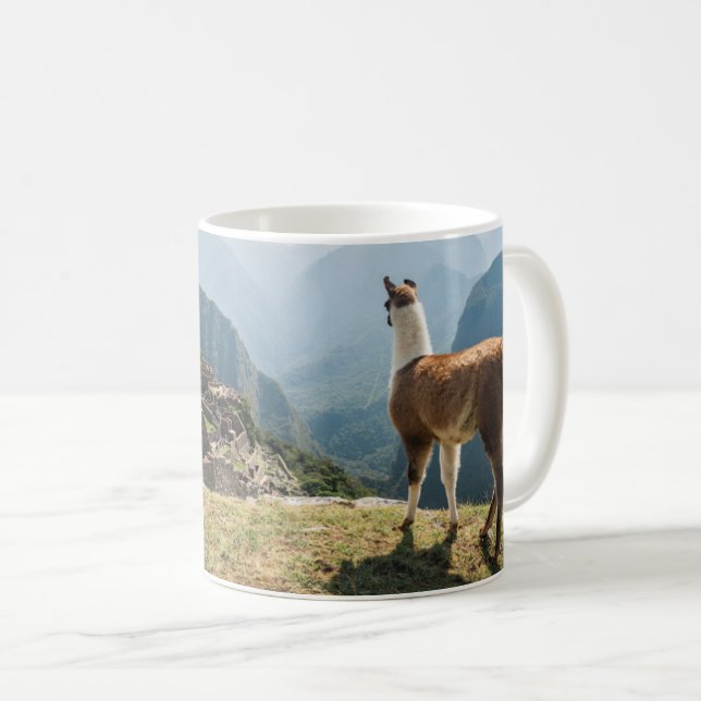 Mug Llama surplombant les ruines | Machu Picchu, Pérou (Devant droit)