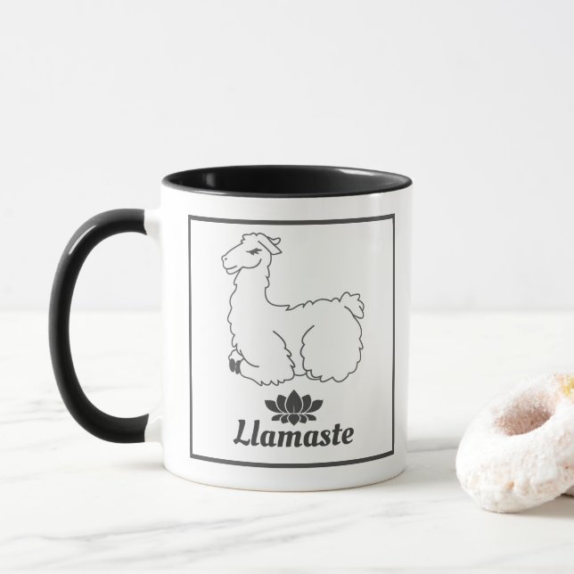 Mug Llamaste White Llama & Lotus (Avec donut)