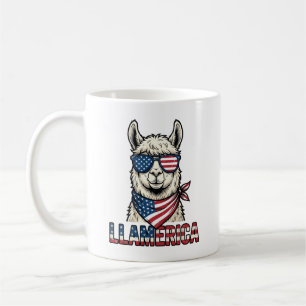 Mug Llamerica Llama Patriotique Design Vectoriel Vinta