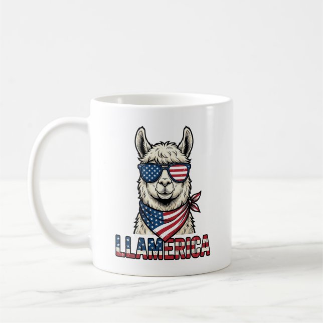Mug Llamerica Llama Patriotique Design Vectoriel Vinta (Gauche)