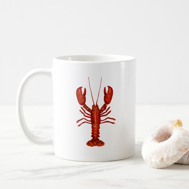 Mug Lobster Painting Nautical Coastal Pattern (Avec donut)