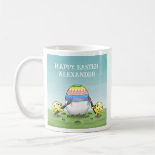 Mug L'œuf de Pâques coloré est peint par les poussins