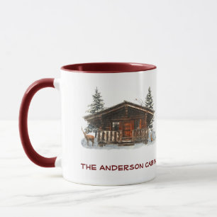 Mug Log Cabine Lake House Deer Woods Custom Text Musiq
