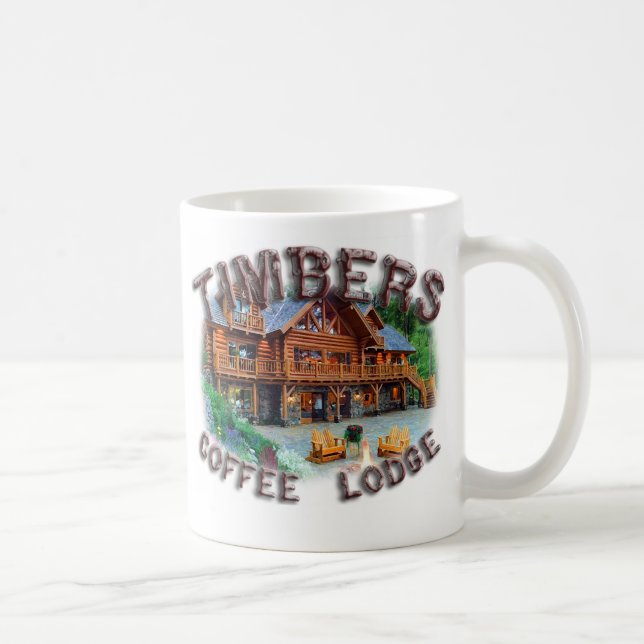 Mug Loge de café de bois de construction (Droite)