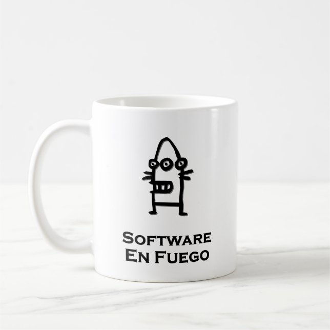Mug Logiciel de robot à trois yeux En Fuego (Gauche)